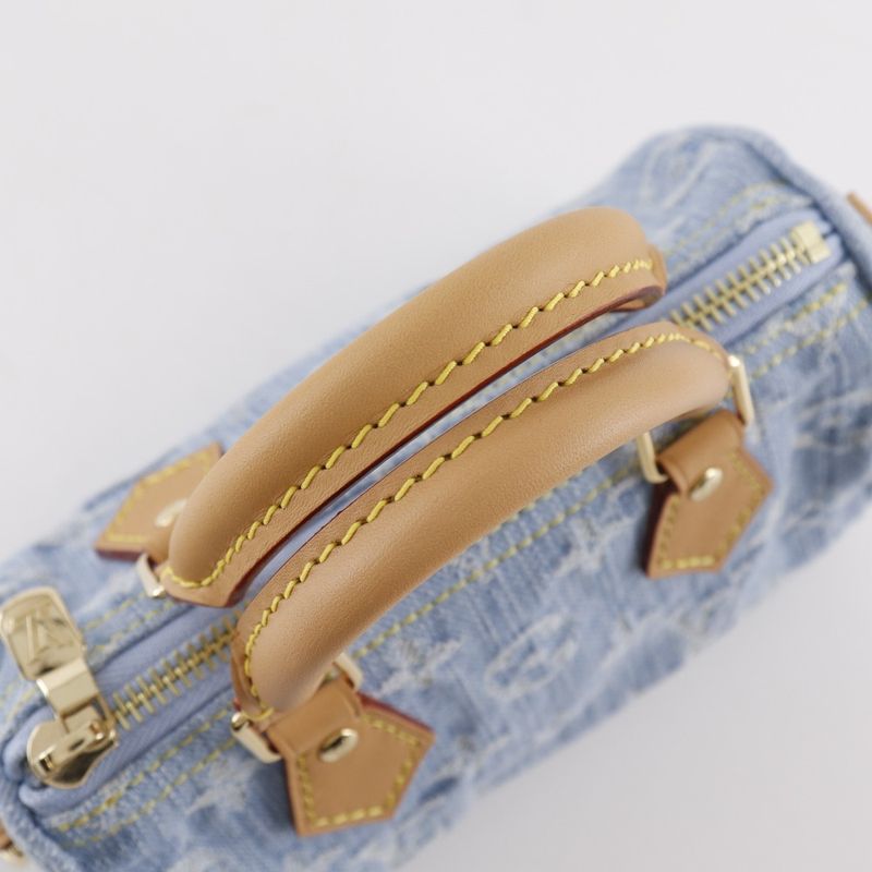 Louis Vuitton Nano Speedy 2WAY Shoulder M11212 Monogram Denim Sky Blue Ladies