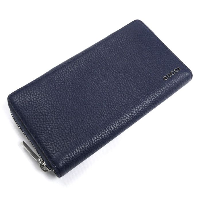 Gucci Round Zip Wallet Long Wallet Navy 771154 Aabxm 4236 Men's Preowned