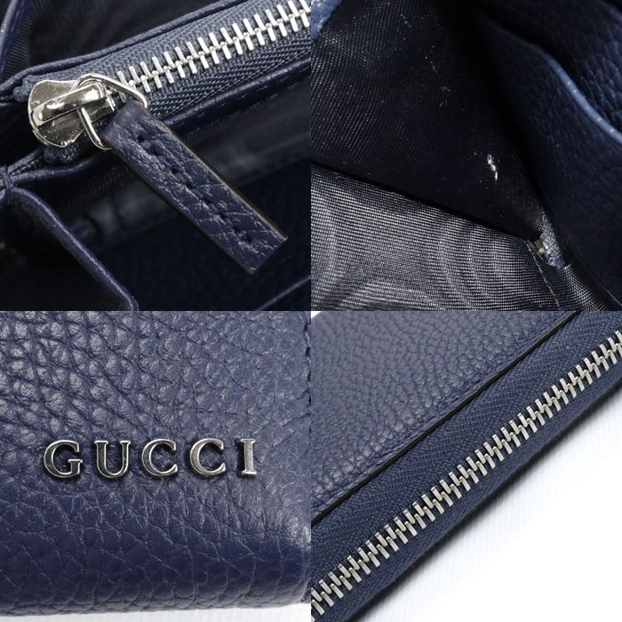 Gucci Round Zip Wallet Long Wallet Navy 771154 Aabxm 4236 Men's Preowned
