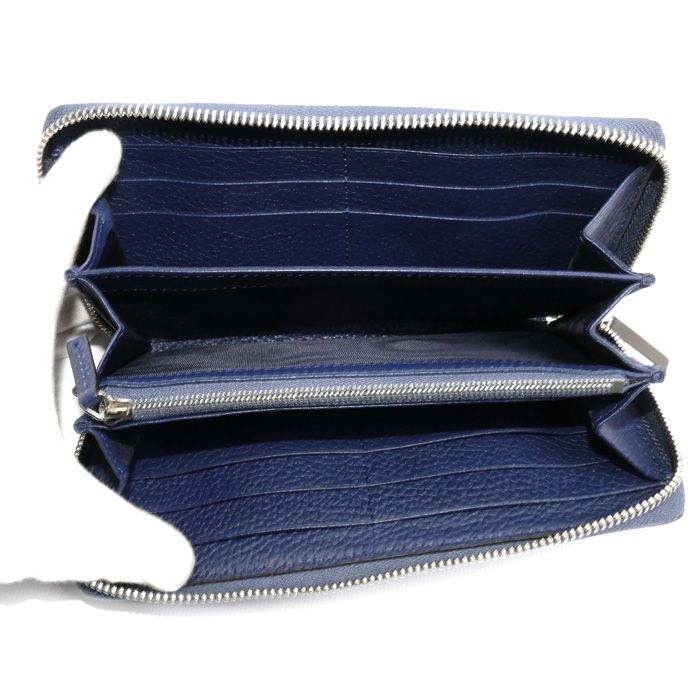 Gucci Round Zip Wallet Long Wallet Navy 771154 Aabxm 4236 Men's Preowned