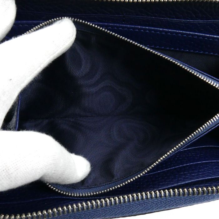 Gucci Round Zip Wallet Long Wallet Navy 771154 Aabxm 4236 Men's Preowned