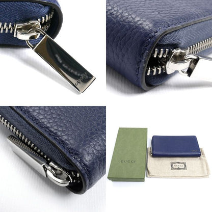 Gucci Round Zip Wallet Long Wallet Navy 771154 Aabxm 4236 Men's Preowned