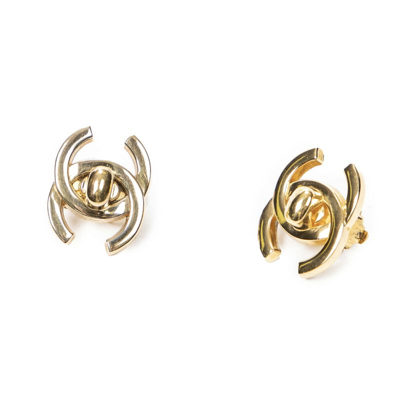 Chanelcc Turnlock Clip-on Earring Gold Plated A