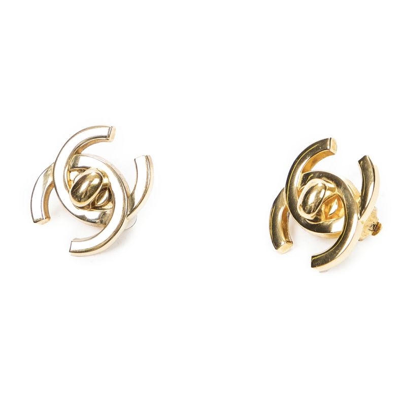 Chanelcc Turnlock Clip-on Earring Gold Plated A