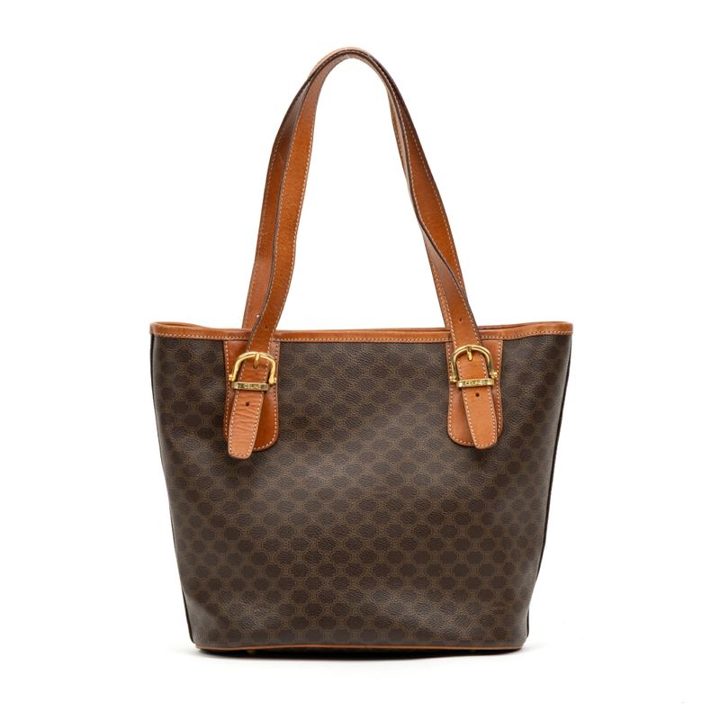Celine Open Shopping Tote Brown Macadam PVC Canvas AB