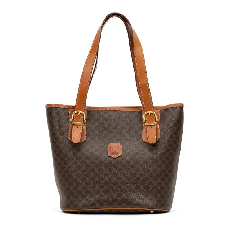 Celine Open Shopping Tote Brown Macadam PVC Canvas AB