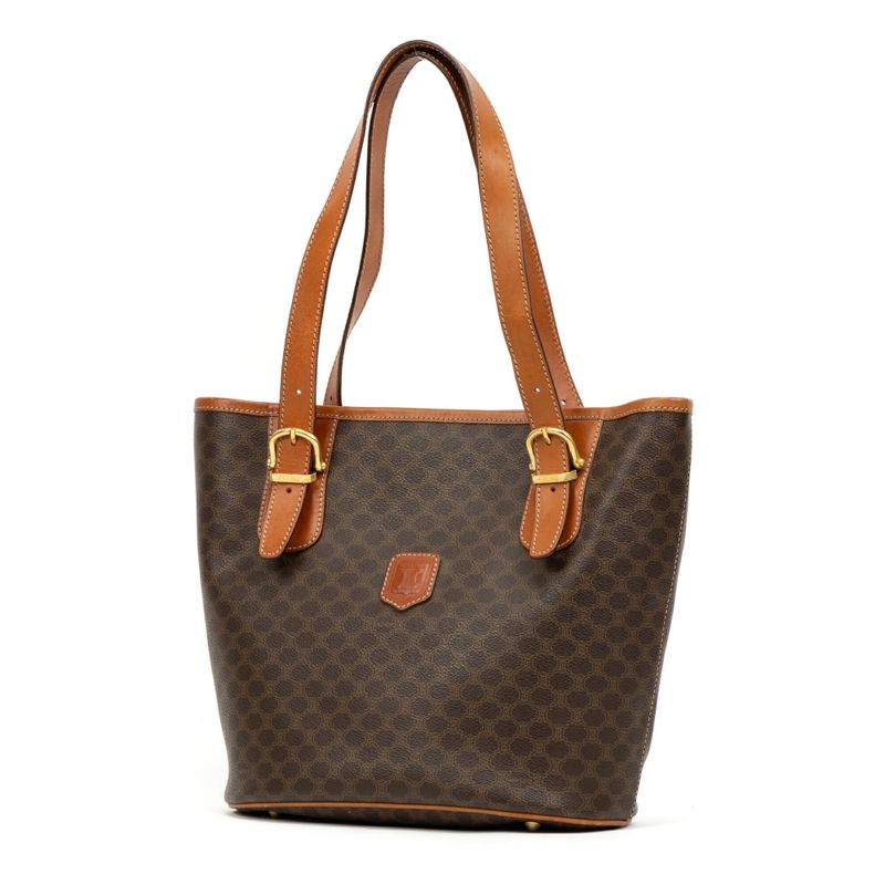 Celine Open Shopping Tote Brown Macadam PVC Canvas AB