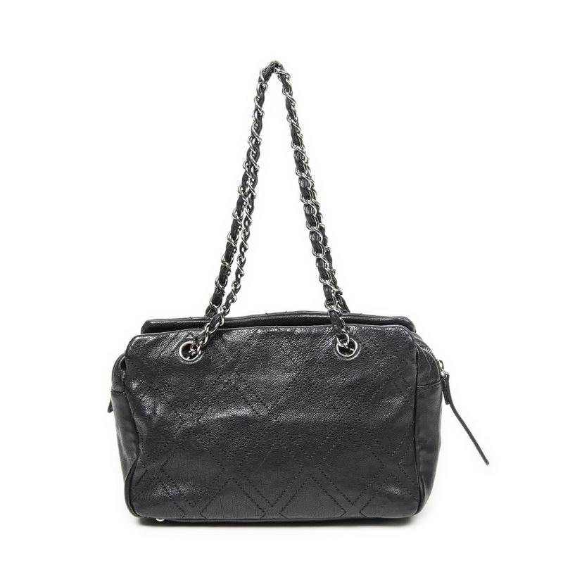 Chanel Small Diamond Stitch Tote Black Matelasse Diamond Stitch Leather A