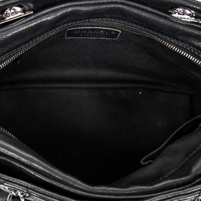 Chanel Small Diamond Stitch Tote Black Matelasse Diamond Stitch Leather A