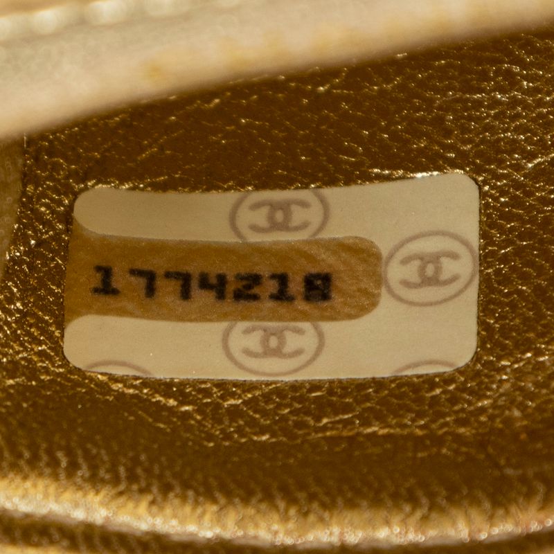 Chanel Vintage Micro Mini Chain Crossbody Gold Matelasse Lambskin Leather A