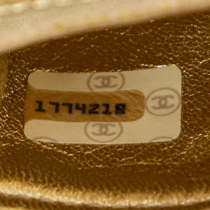 Chanel Vintage Micro Mini Chain Crossbody Gold Matelasse Lambskin Leather A