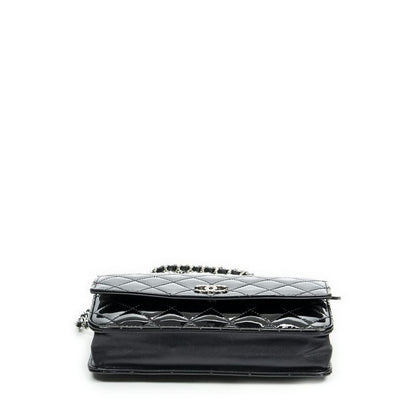Chanel CC Wallet Black Matelasse Patent Leather A On Chain