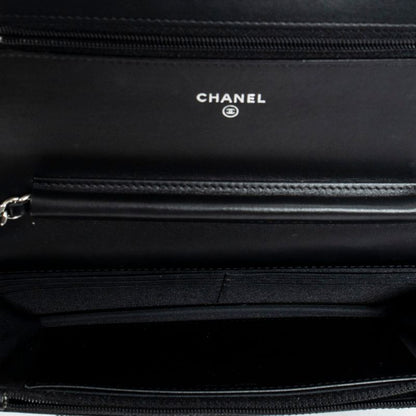 Chanel CC Wallet Black Matelasse Patent Leather A On Chain