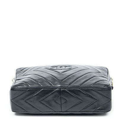 Chanel Coco Mark Fringe Chain Shoulder Black Matelasse Lambskin Leather A