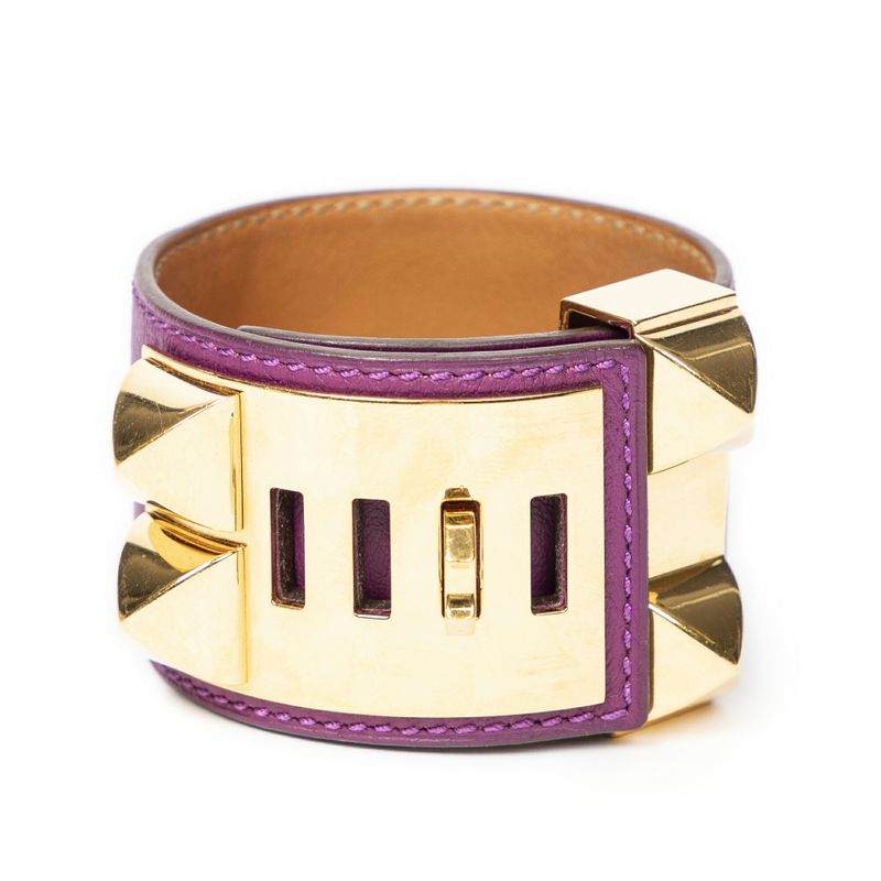 Hermes Collier De Chien Bracelet Purple Swifts Leather A