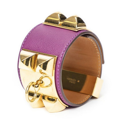Hermes Collier De Chien Bracelet Purple Swifts Leather A