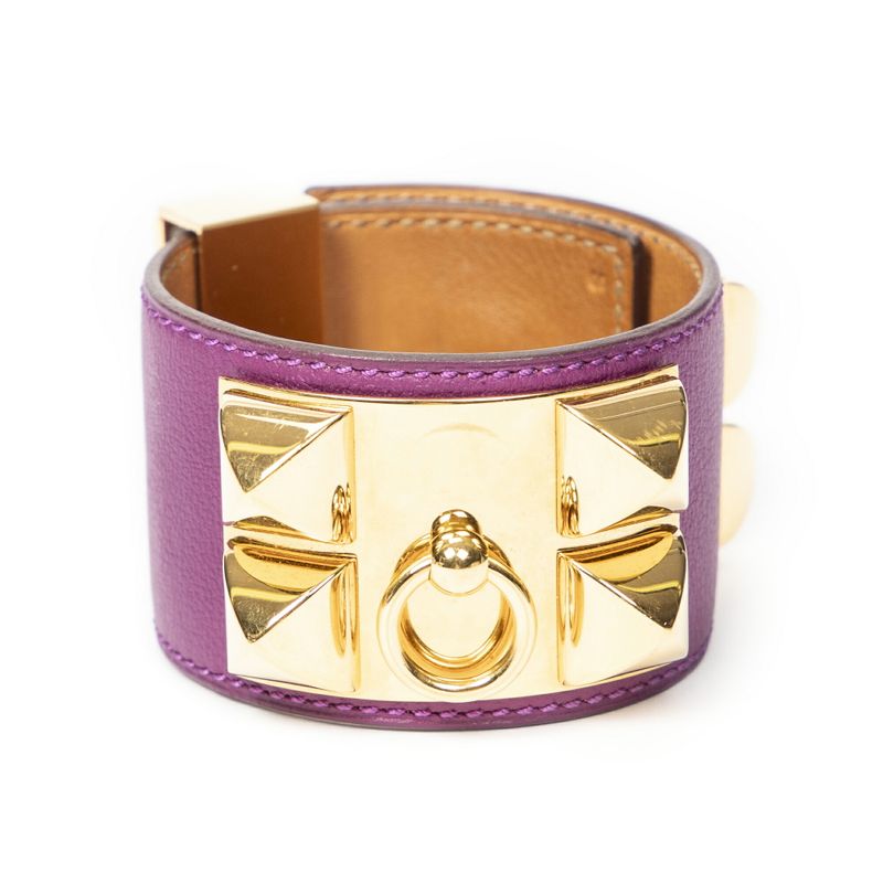 Hermes Collier De Chien Bracelet Purple Swifts Leather A