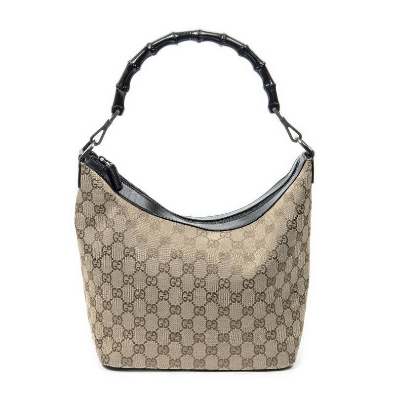 Gucci Bamboo Hobo Beige/black GG Canvas A
