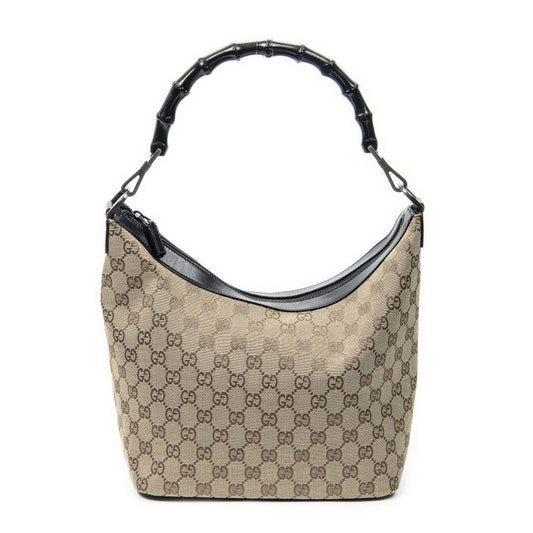 Gucci Bamboo Hobo Beige/black GG Canvas A