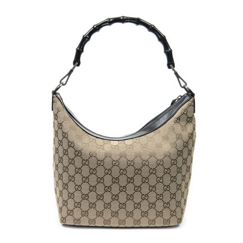 Gucci Bamboo Hobo Beige/black GG Canvas A