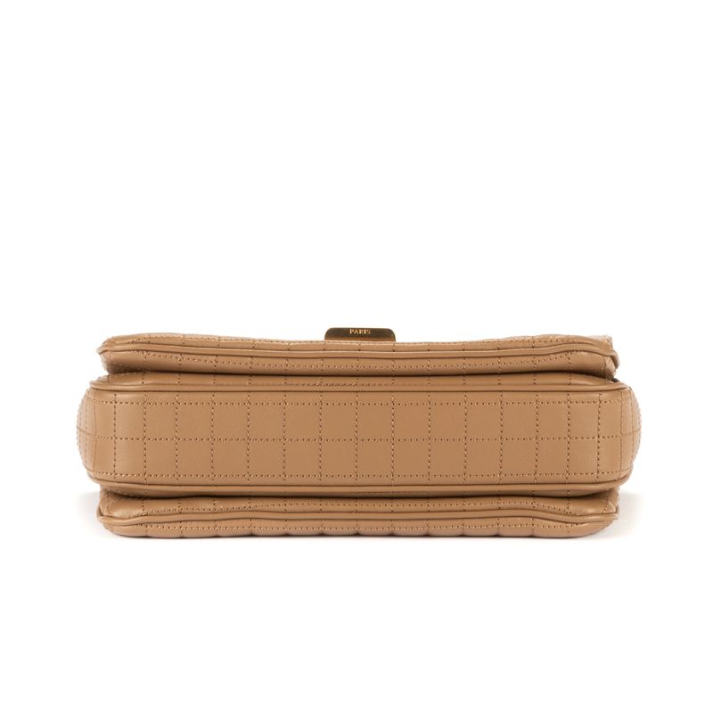 Celine Flap Crossbody Bag Brown Matelasse Wave Leather A