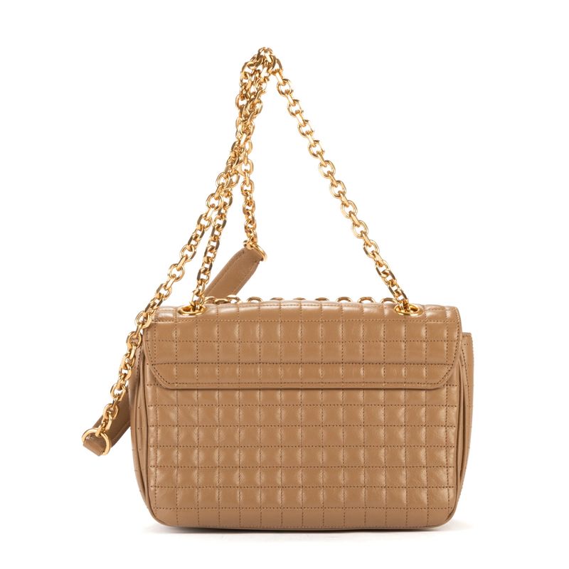 Celine Flap Crossbody Bag Brown Matelasse Wave Leather A