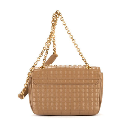 Celine Flap Crossbody Bag Brown Matelasse Wave Leather A