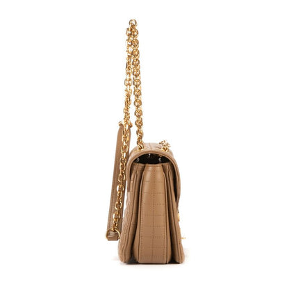 Celine Flap Crossbody Bag Brown Matelasse Wave Leather A