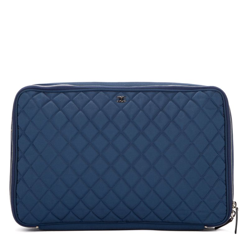Chanel Laptop Case Blue Fabric Canvas A