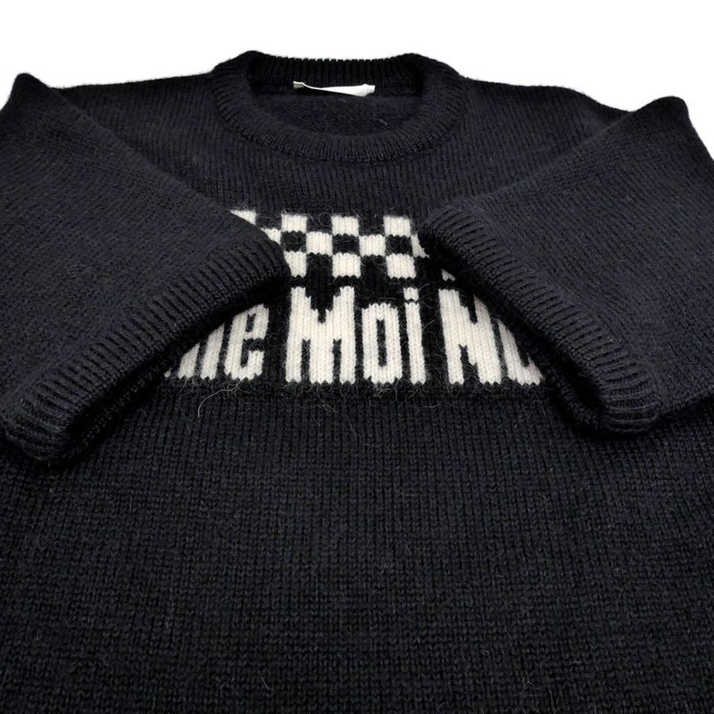 Saint Laurent Short Sleeve Knit Je Taime Moi Non Plus Black XS Size