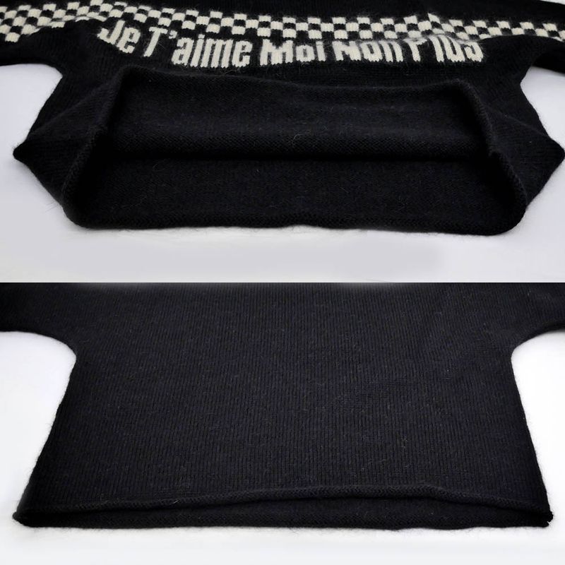 Saint Laurent Short Sleeve Knit Je Taime Moi Non Plus Black XS Size
