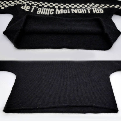Saint Laurent Short Sleeve Knit Je Taime Moi Non Plus Black XS Size