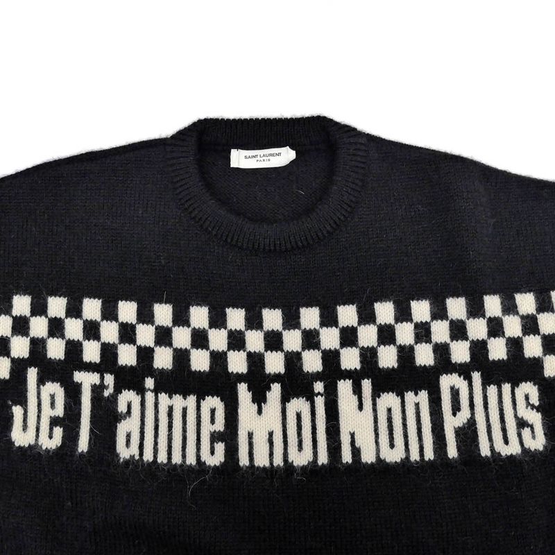 Saint Laurent Short Sleeve Knit Je Taime Moi Non Plus Black XS Size