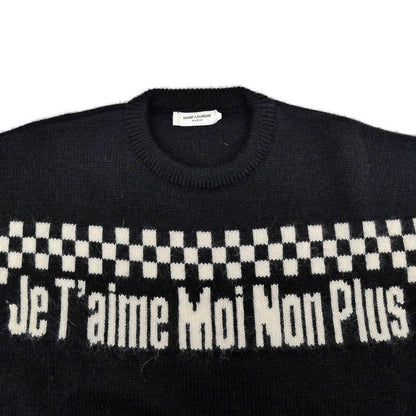 Saint Laurent Short Sleeve Knit Je Taime Moi Non Plus Black XS Size