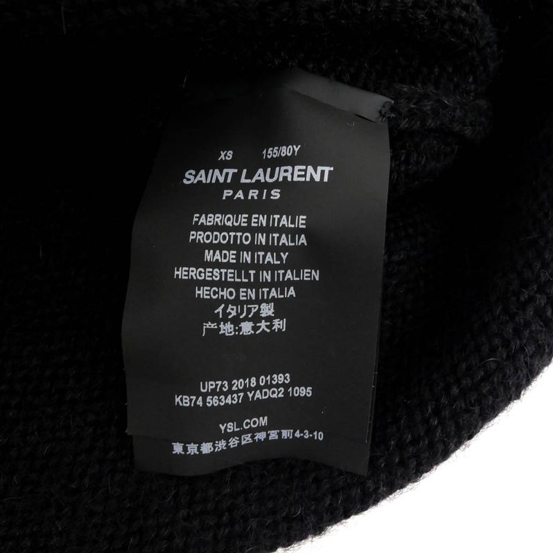 Saint Laurent Short Sleeve Knit Je Taime Moi Non Plus Black XS Size