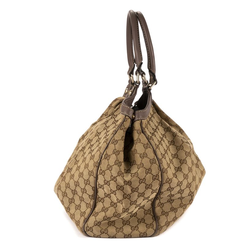 Gucci Ski Tote Beige/dark Brown GG Canvas A