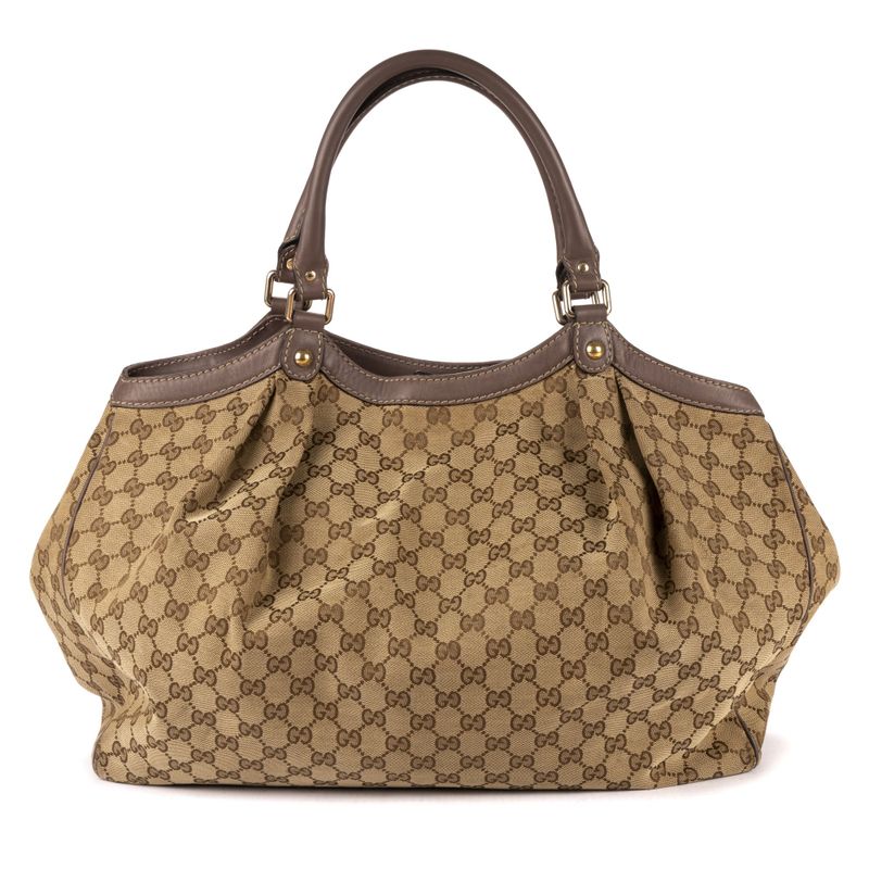 Gucci Ski Tote Beige/dark Brown GG Canvas A