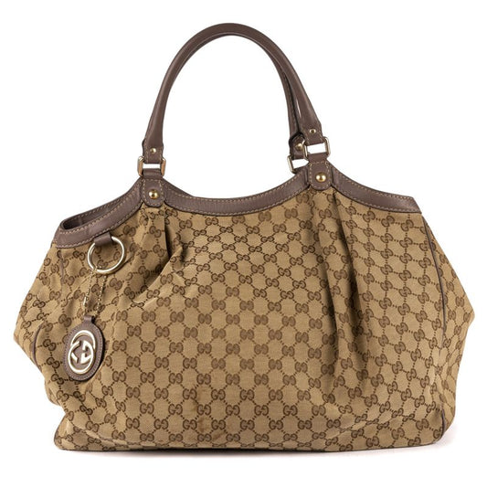 Gucci Ski Tote Beige/dark Brown GG Canvas A