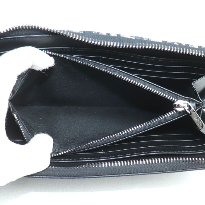 DIOR Oblique Jacquard Long Zip Wallet Long Wallet Navy 2adbc315yks_h05e Women's