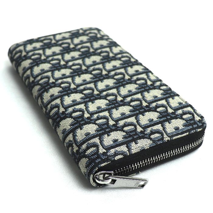 DIOR Oblique Jacquard Long Zip Wallet Long Wallet Navy 2adbc315yks_h05e Women's