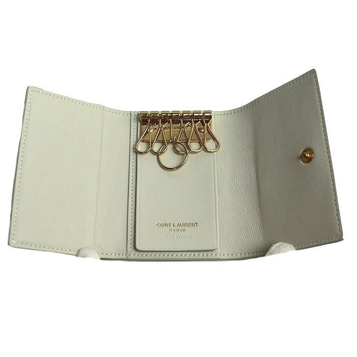 Saint Laurent Key Case YSL Line Ivory Cfp613334 Ladies Used