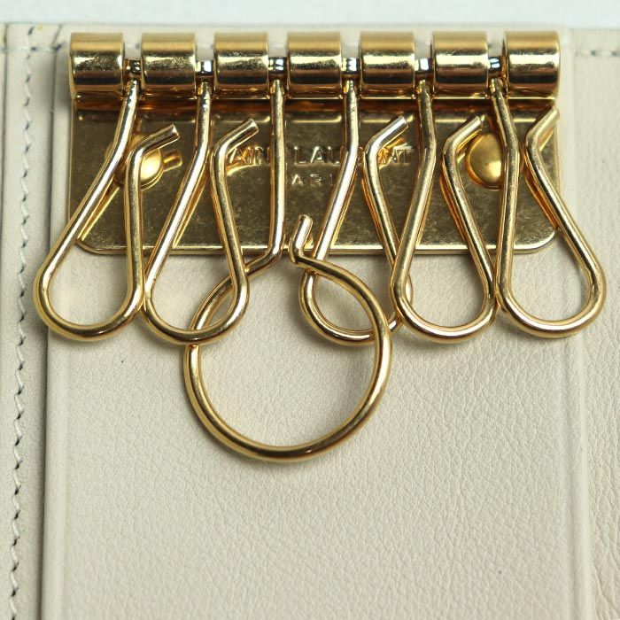 Saint Laurent Key Case YSL Line Ivory Cfp613334 Ladies Used