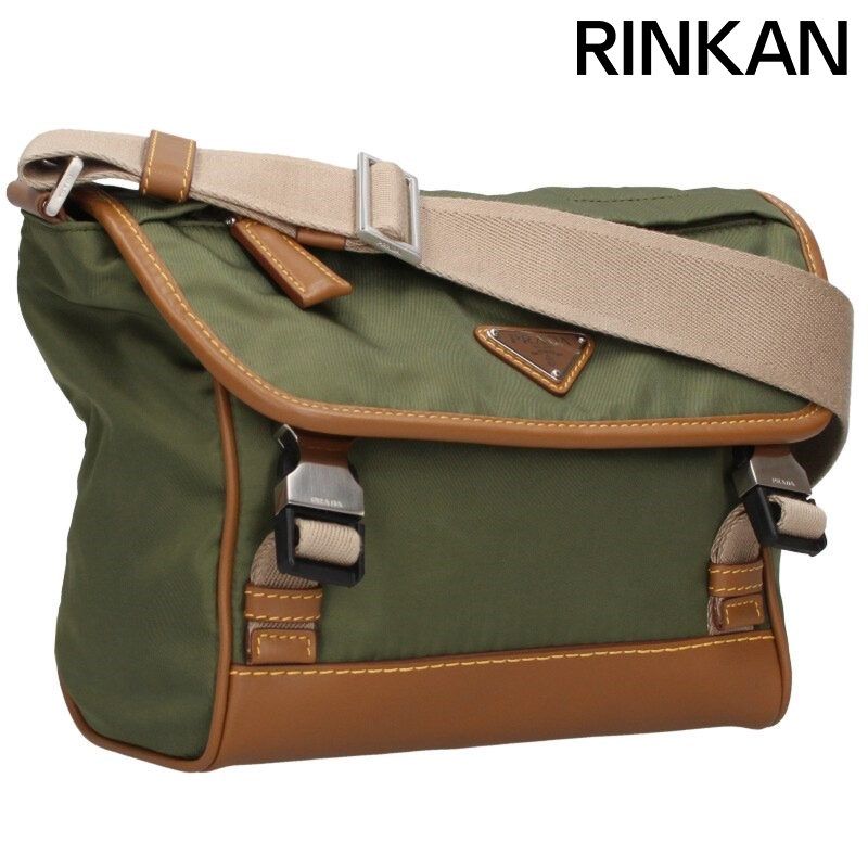 Prada 2vd066 Leather Switched Re-nylon Messenger Shoulder Bag Men's