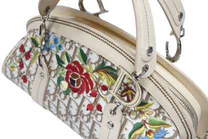 Dior Trotter Handbag Floral Embroidery Canvas Beige — view 5