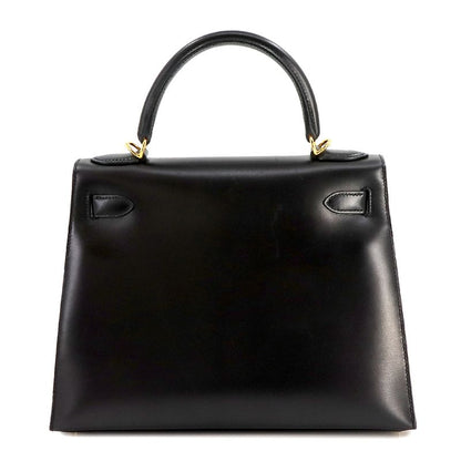Hermes Kelly 28 2way Hand Shoulder Bag Box Calf Leather Black ?K Engraved