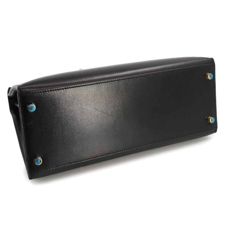 Hermes Kelly 28 2way Hand Shoulder Bag Box Calf Leather Black ?K Engraved