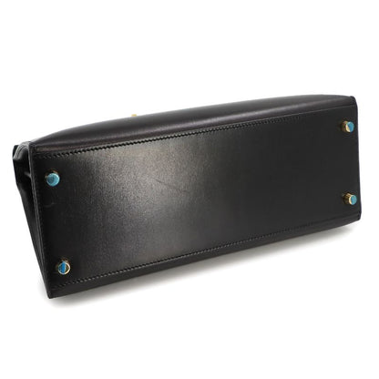 Hermes Kelly 28 2way Hand Shoulder Bag Box Calf Leather Black ?K Engraved