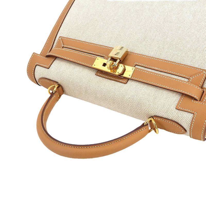 Hermes Kelly 32 2way Hand Shoulder Bag Toile Ashe Courchevel Epson Natural ?H