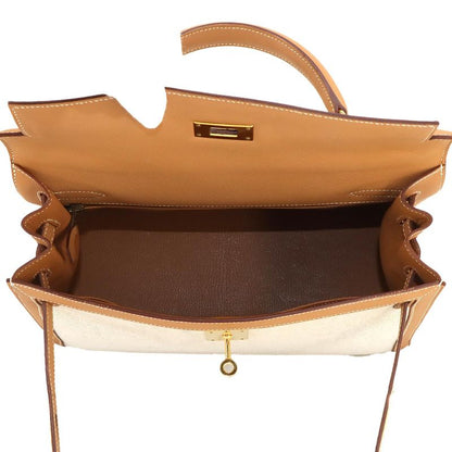 Hermes Kelly 32 2way Hand Shoulder Bag Toile Ashe Courchevel Epson Natural ?H