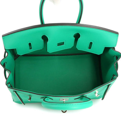 Exhibited Hermes Birkin 25 Hand Bag Swift Mint Z Engraved Silver Hardware